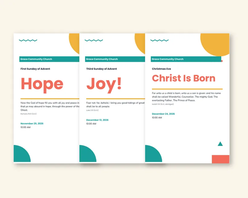 Advent Bulletin Pack (Bright Contemporary) (Sample design, fictional church)