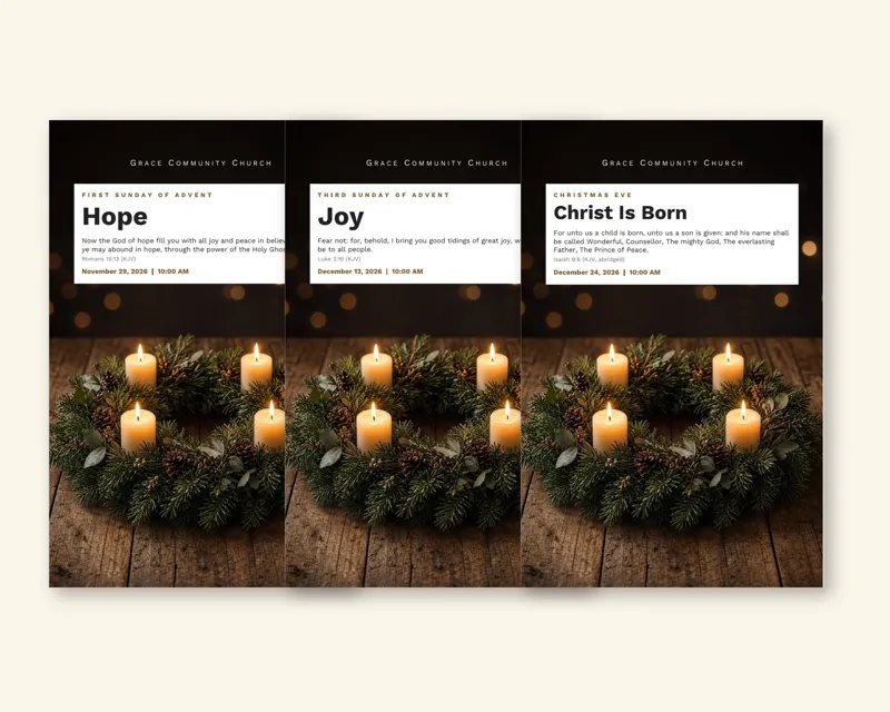 Advent Bulletin Pack (Photo Cover) (Sample design, fictional church)