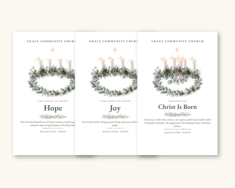 Advent Bulletin Pack (Soft Watercolor) (Sample design, fictional church)