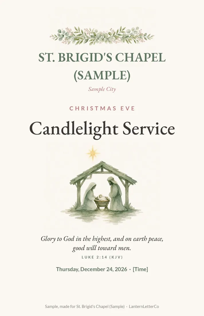 Watercolor cover, Sample design, fictional church